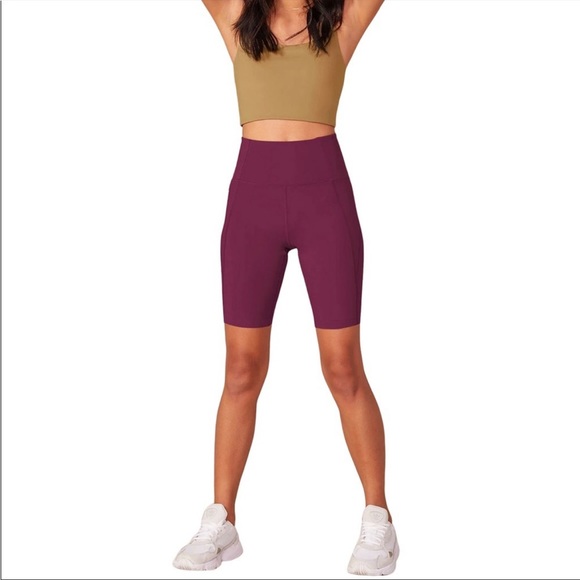 Girlfriend Collective Plum High-Rise Bike Short - Picture 2 of 4
